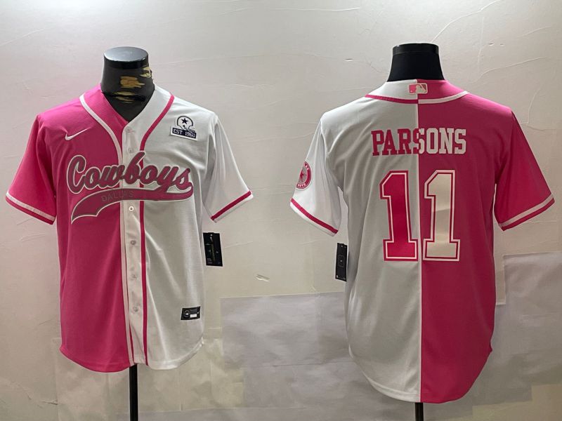 Men Dallas Cowboys #11 Parsons white pink Joint Name 2024 Nike Limited NFL Jersey style 4->dallas cowboys->NFL Jersey